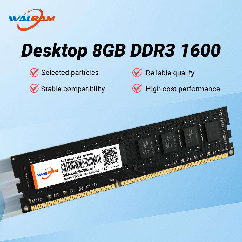 Walram Memoria Ram DDR3 1600MHz Ram DDR3 8GB 4GB 1.5V CL11 240Pin DIMM デスクトップコンピュータ 内部メモリ DDR3 1600Mhz PC用