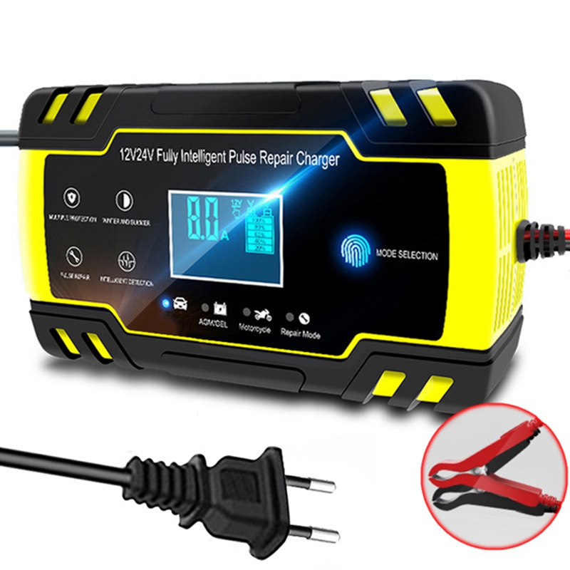 12V 8A 24V 4A スマート自動パルス修理充電器 LCD ディスプレイ AGM ゲル車オートバイトラック鉛酸バッテリー 85AH 100AH 120AH