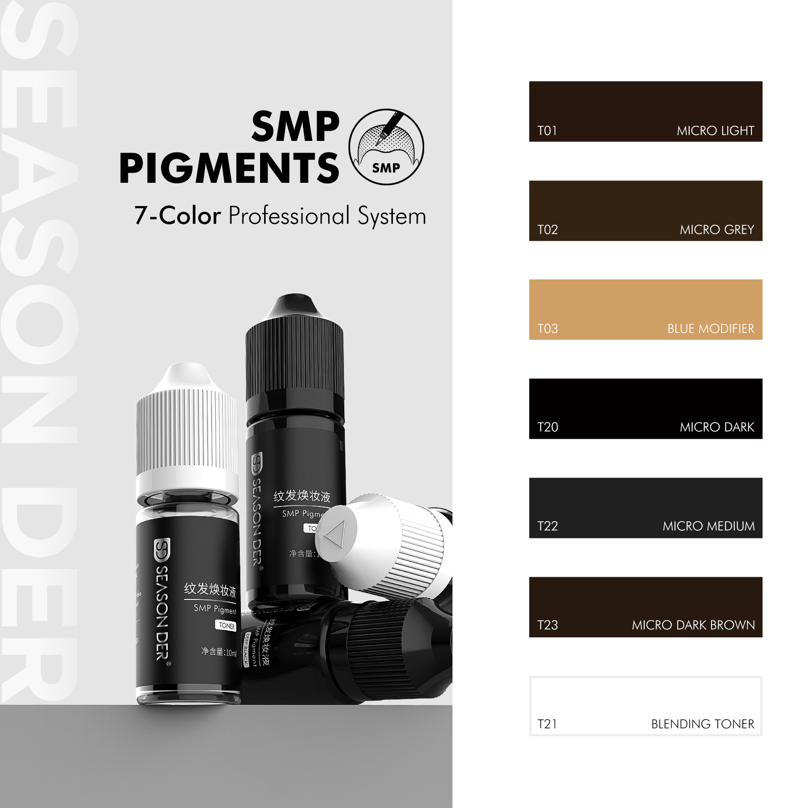 Season Der 10ML ブラックマイクロピグメンテーションインクプロフェッショナル SMP 顔料、変色なし、ヘアタトゥー用の持続性液体