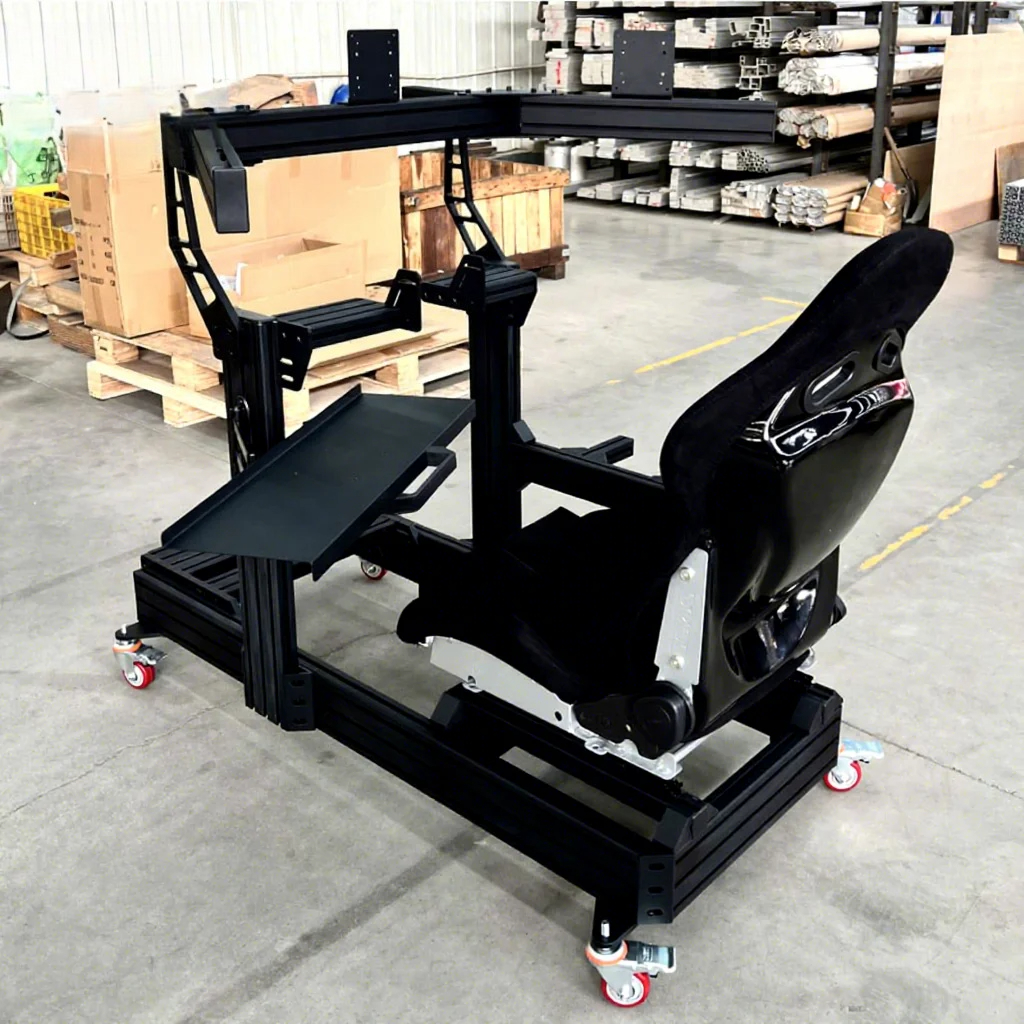 トリプルディスプレイ搭載レーシングエミュレータコックピットシートゲーミングチェアアルミ押出シミュレーションリグエミュレータ