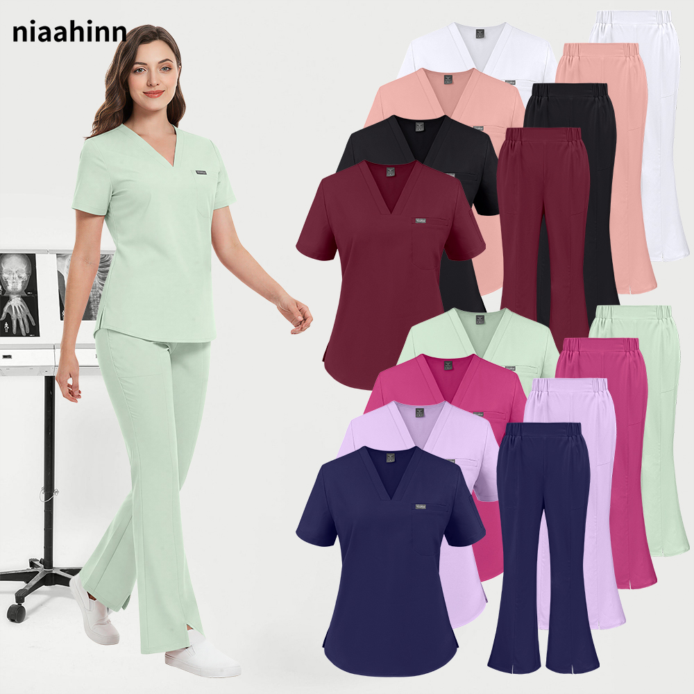 ナースアクセサリースクラブセット女性医療制服ペット病院獣医作業服歯科手術服看護作業服