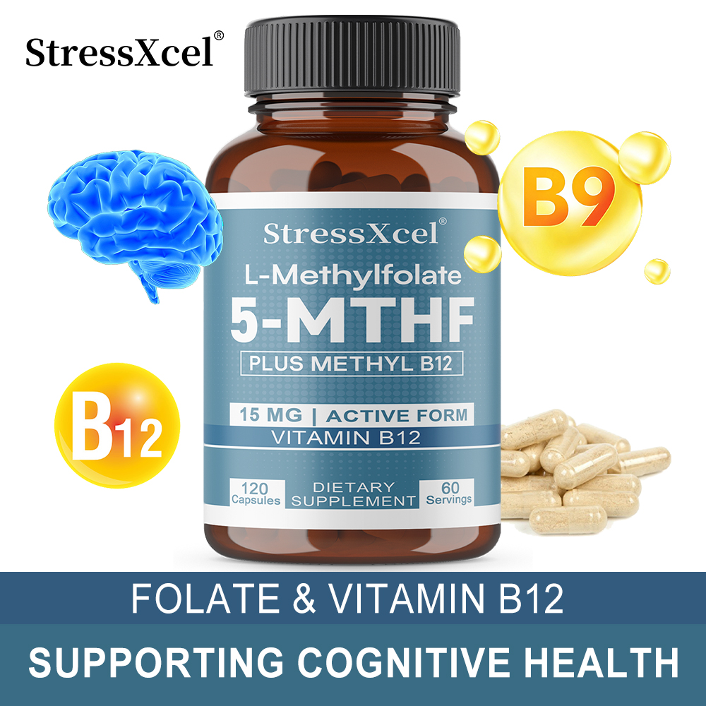 5‑MTHF L‑メチル葉酸塩 25mg カプセル、B12 配合、認知機能、脳、記憶、集中力、気分