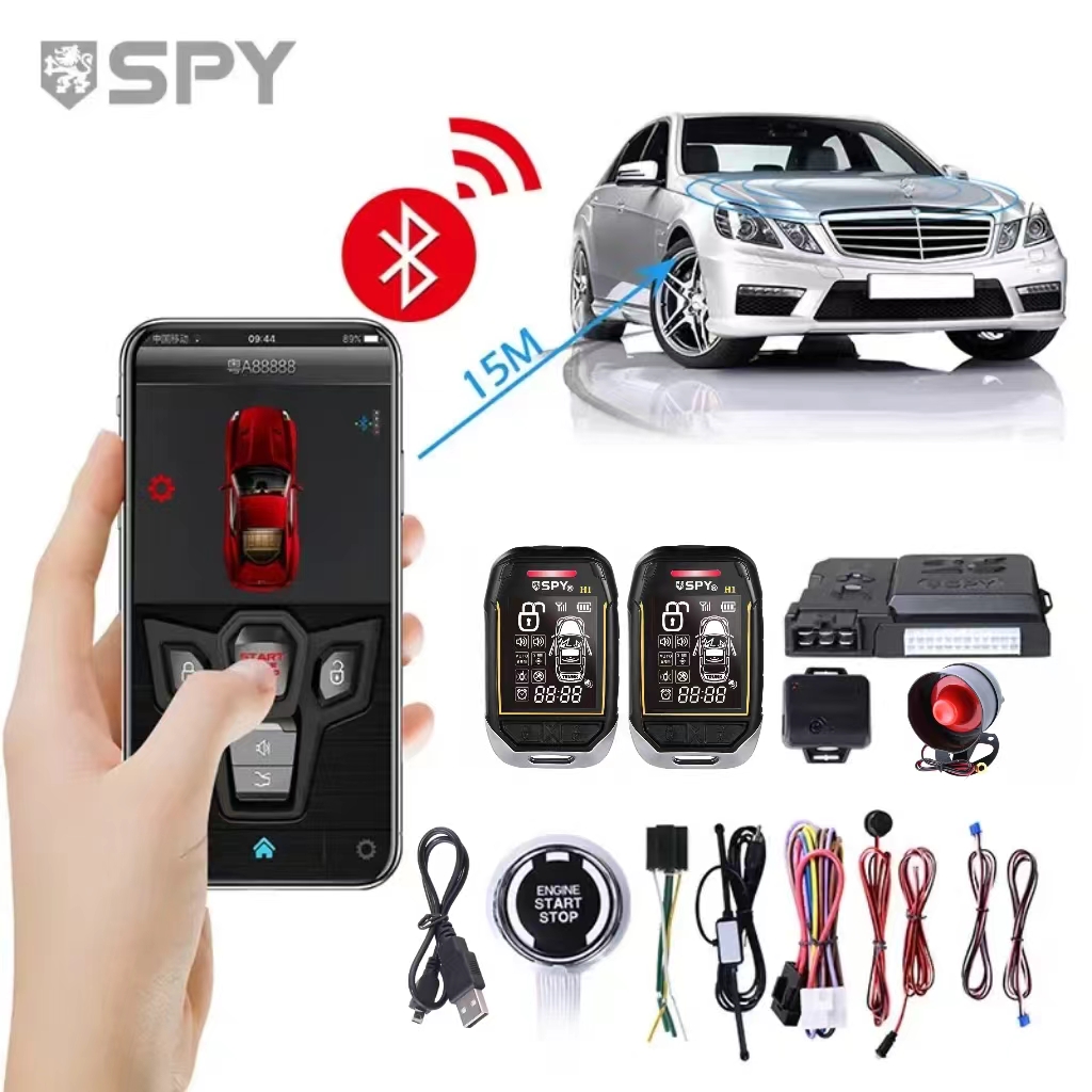 SPY 2 ウェイ車警報システム PKE 充電式車リモコンキーレスエントリー起動モジュールキット Bluetooth APP リモートエンジンスタート