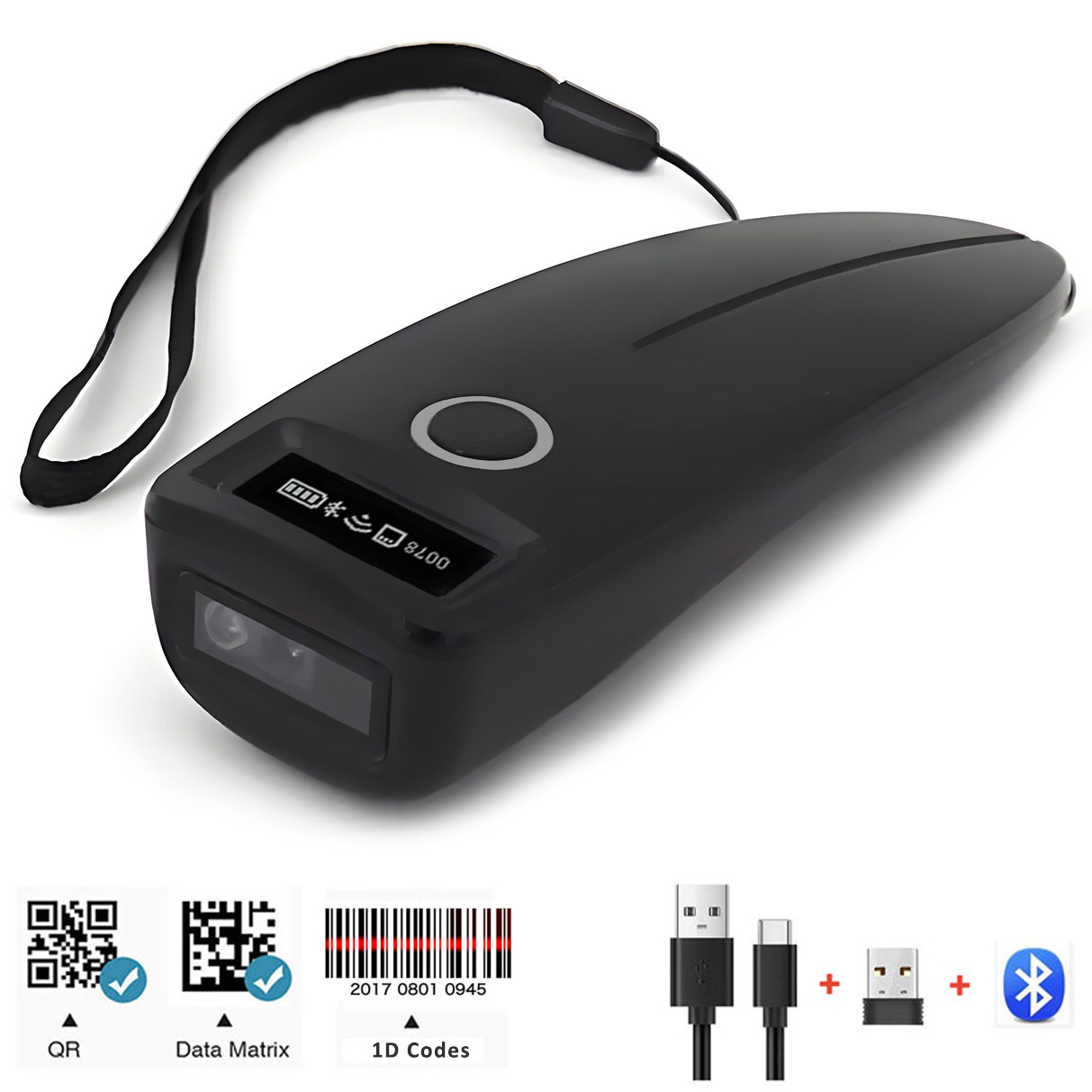バーコードスキャナワイヤレス 1D 2D QR コードスキャナ USB Bluetooth ミニポケット QR リーダー IOS Android Windows モバイル決済用