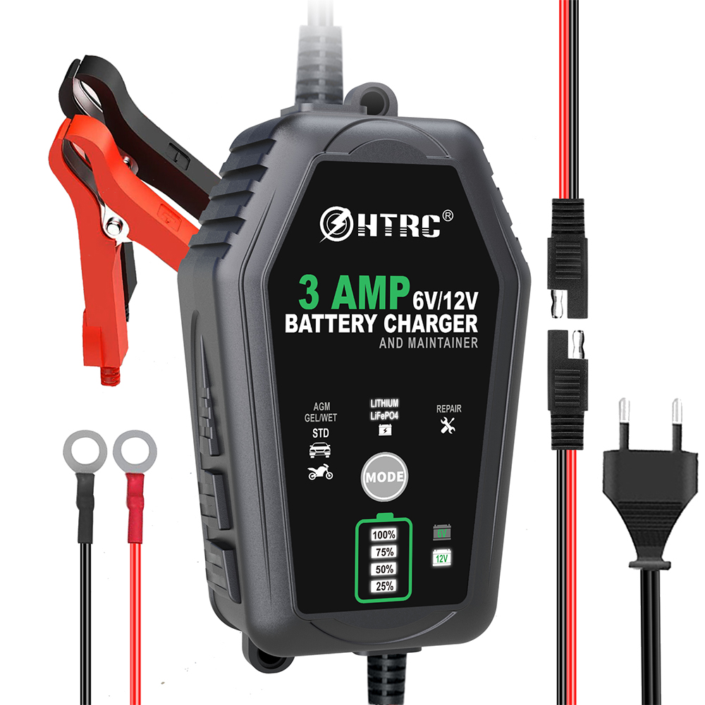 HTRC 6V 12V 3000mA スマートバッテリー充電器自動トリクルリチウム LiFePO4 鉛酸 AGM ゲルバッテリー車のオートバイの充電器