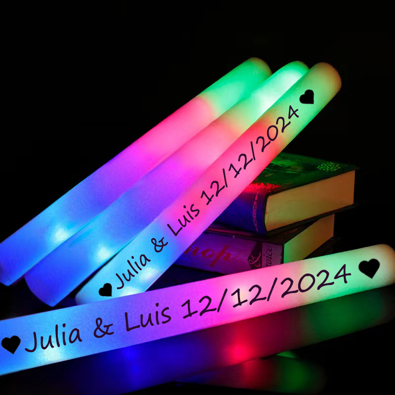 30 個カスタマイズされた RGB LED グローフォームスティックバルクカラフルな LED グロースティック応援チューブダークライト誕生日ウェディングパーティー用品