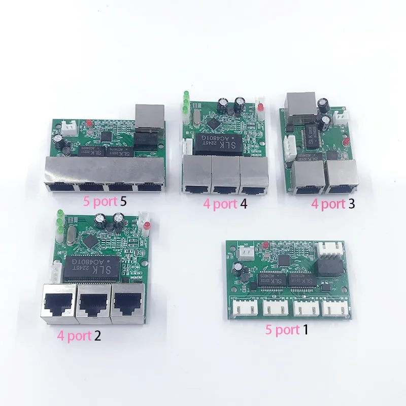 ミニ PCBA 4/5 ポート Networkmini イーサネットスイッチモジュール 10/100Mbps 5V 12V 15V 18V 24V