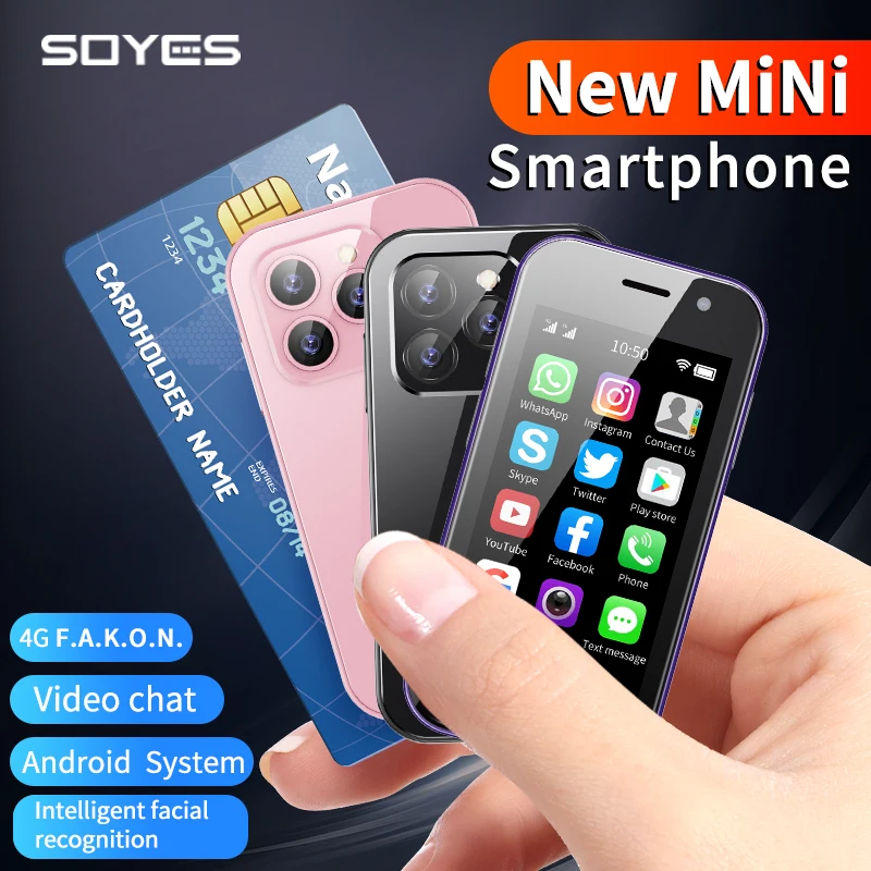 SOYES XS14 Pro 4G Mini Smartphone Android 9.0 Dual Sim Face ID Dual Camera WIFI Bluetooth FM GPS 3.0'' Screen Mobile Phone