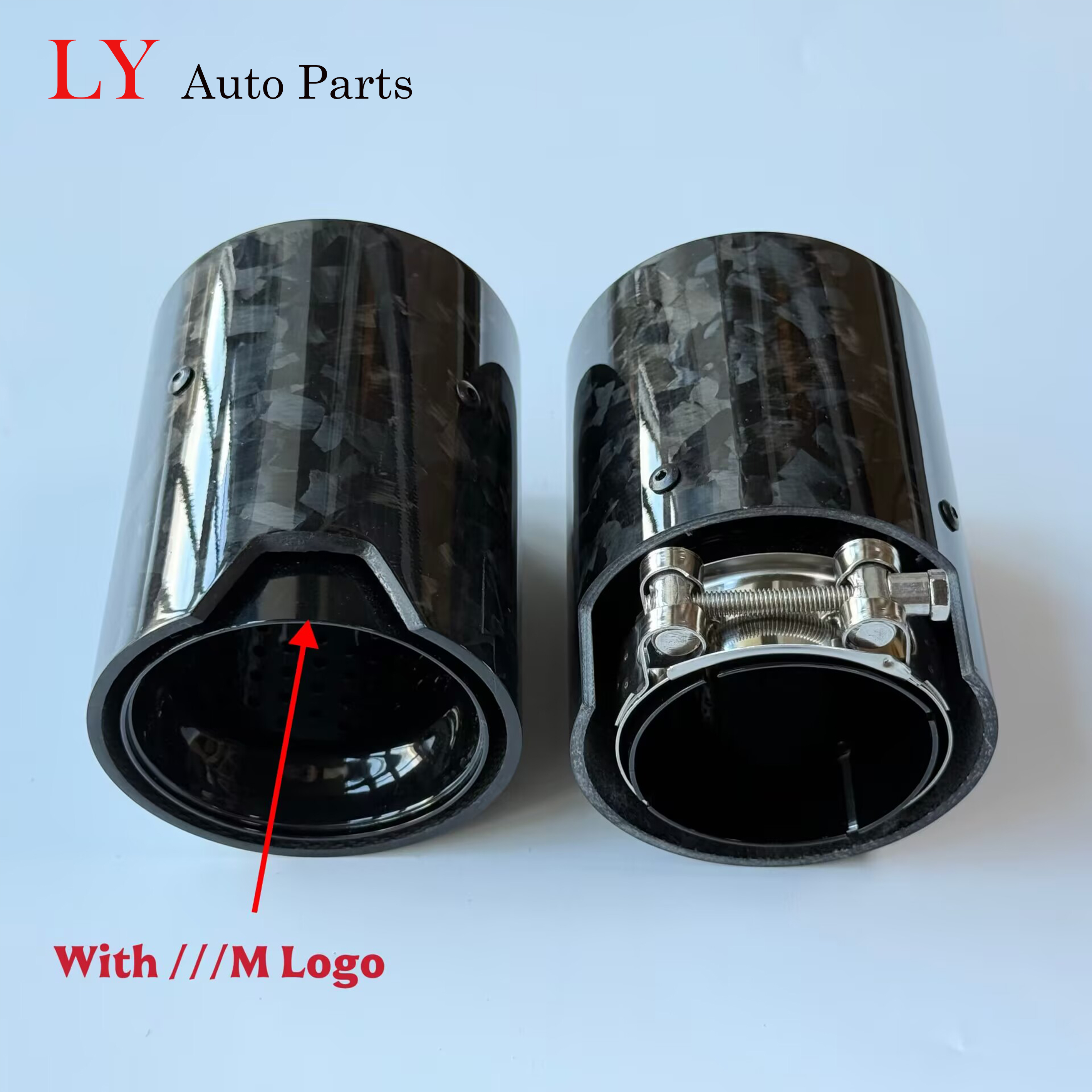 1 つの光沢のある鍛造カーボン M2 M3 M4 M5 パフォーマンス排気ヒント BMW F87 F80 F82 F83 F90 ブラックテールエンドパイプマッフルノズル