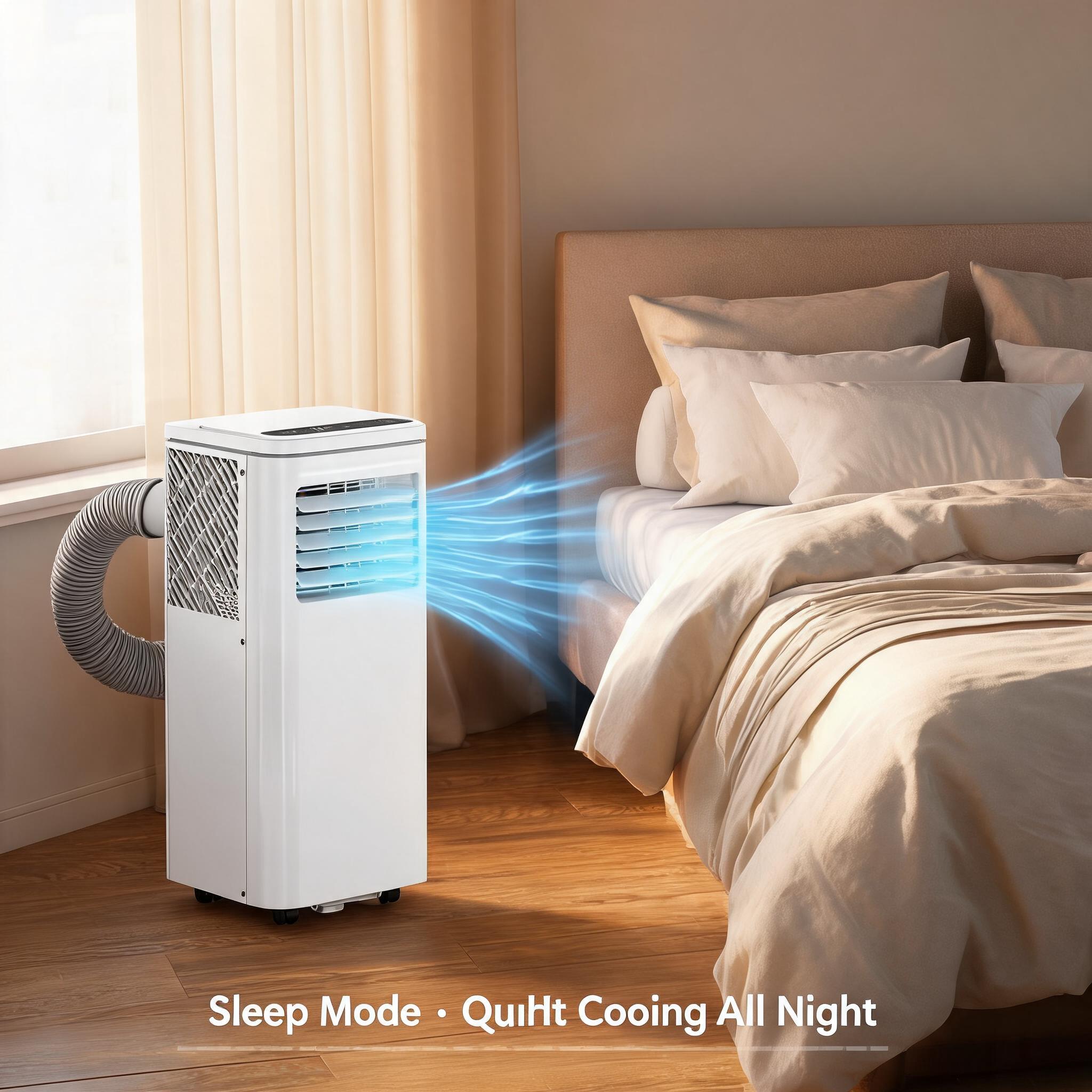 8000 BTU ポータブルエアコン 3 in 1 冷却除湿機とファンユニット 最大 450 平方フィートまで冷却 超静音 65dB 以下 リモコンウィンドウキット付属 ホームルームオフィスに簡単設置