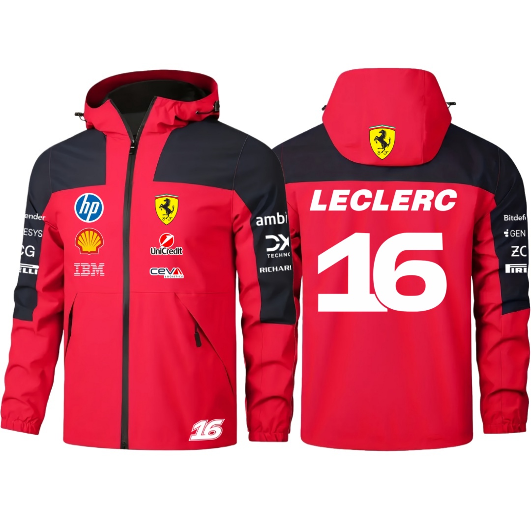 2026 フェラーリ F1 ドライバー No.16 ルクレール No.44 ハミルトン同じジャケット、番号付き、春と秋の季節向けの薄手のジャケット、防風