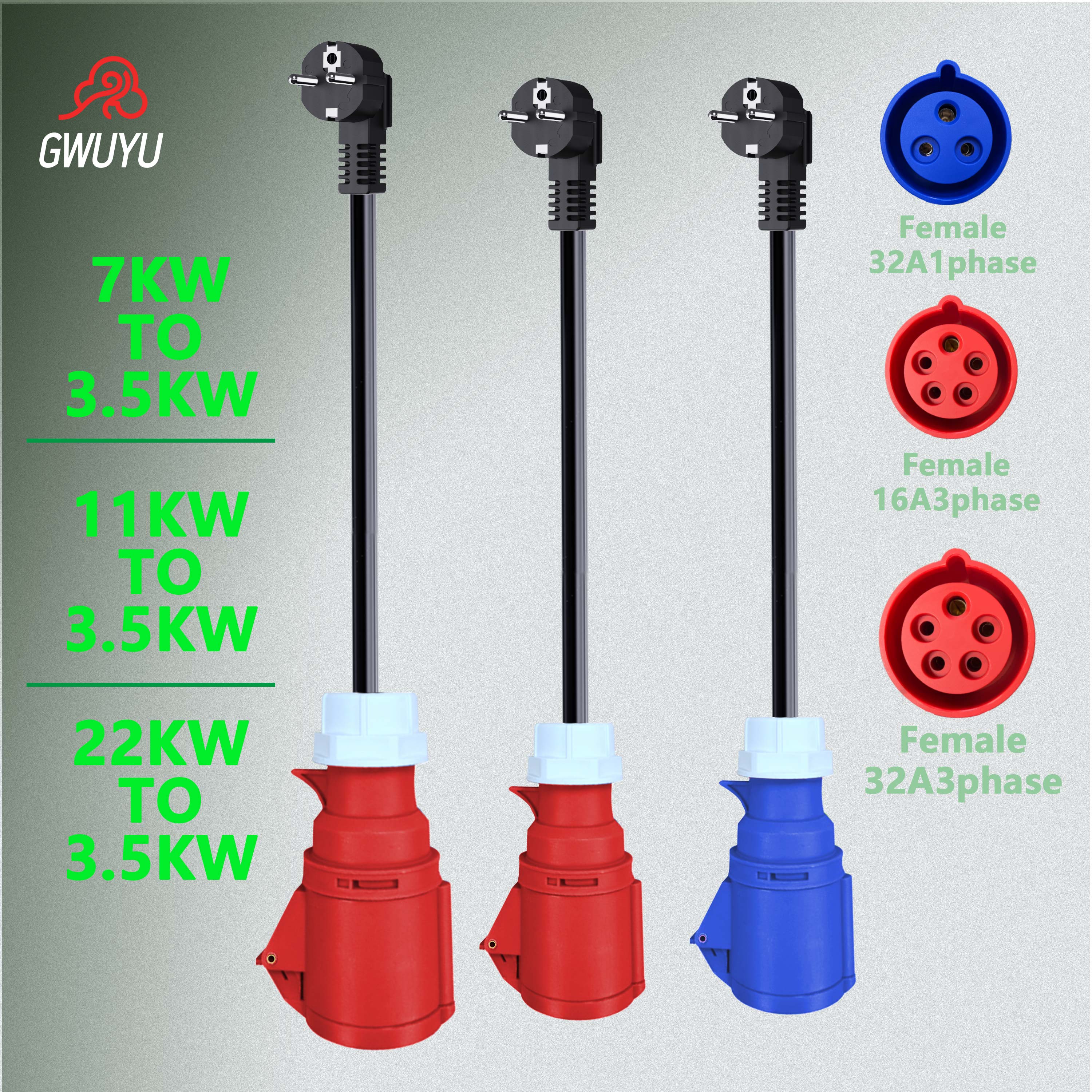 EV 充電アダプタ欧州標準 7KW 11KW 22KW から 3.5KW EV 充電器コネクタポータブル電気自動車充電アダプタ