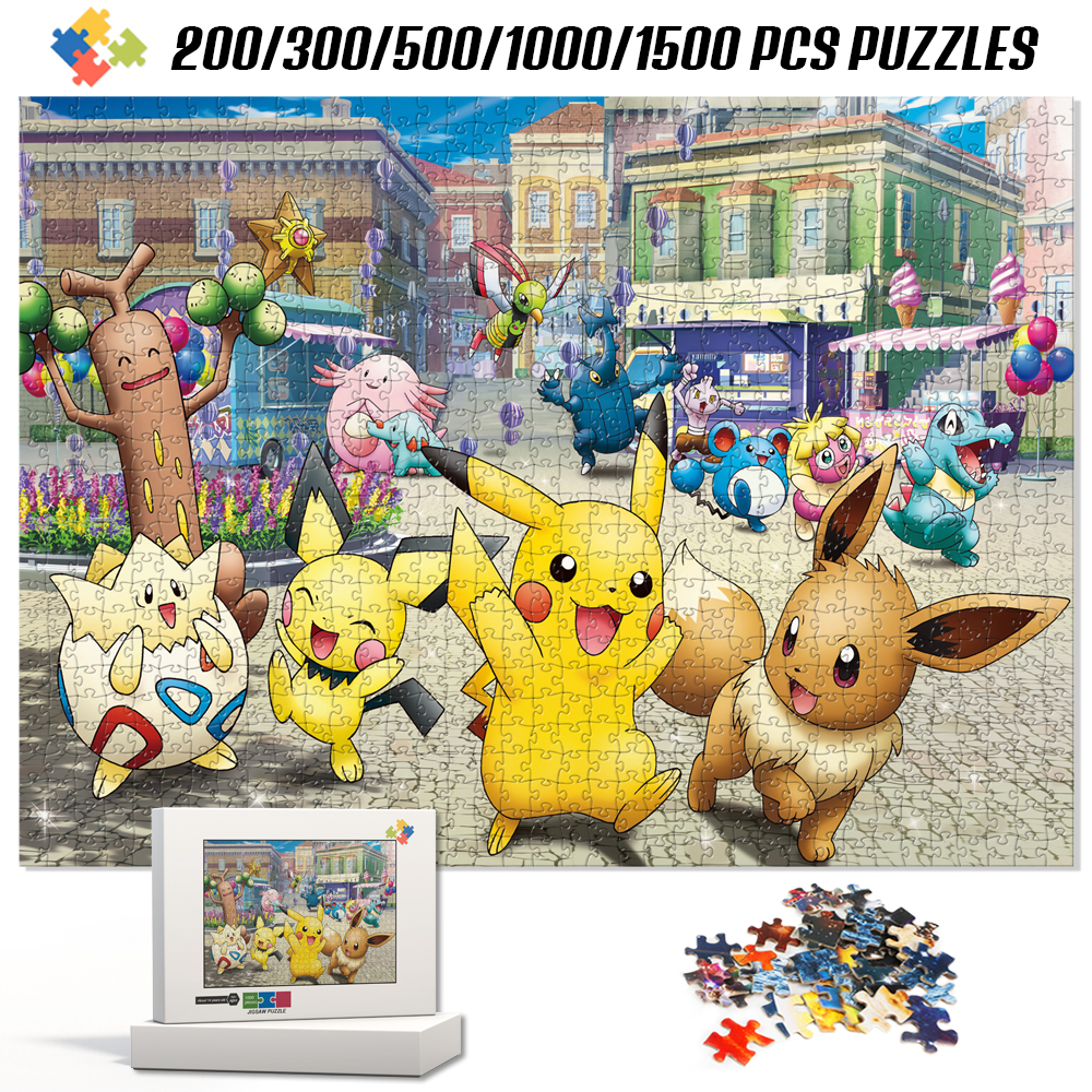 子供の漫画ゲームジグソーパズルポケモン漫画かわいいタングラムゲーム子供のための複数のサイズ 200/300/500/1000/1500 ピース
