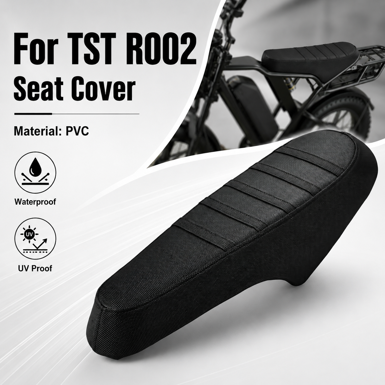 TST R002 オートバイシートカバー耐摩耗性防水リブ電気ダートピットバイク抗クリップオフロード電動自転車シートカバー