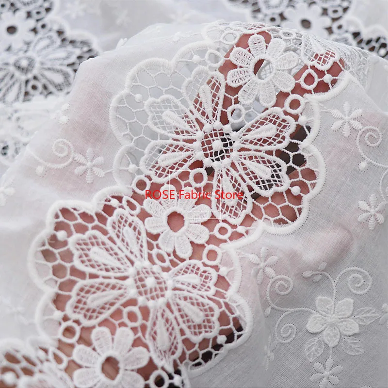 花のくり抜き刺繍綿生地シャツ、ドレス、DIY テーブルクロス、手作り縫製生地