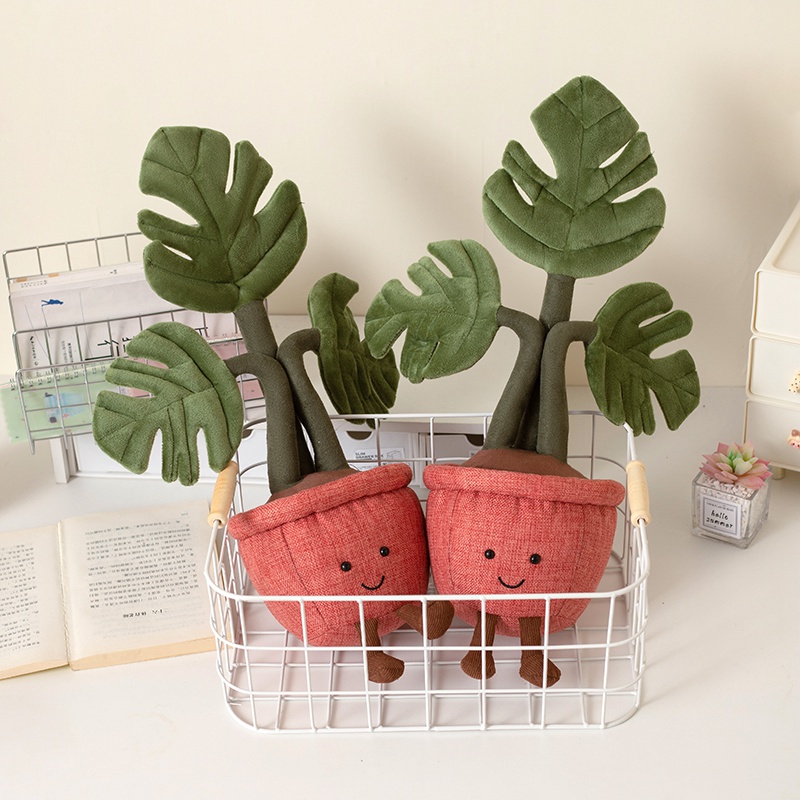 ぬいぐるみエミュレーション植物アミューザブル鉢植えモンステラ Deliciosa ぬいぐるみ楽しい装飾家庭用かわいいおもちゃ女の子のギフト