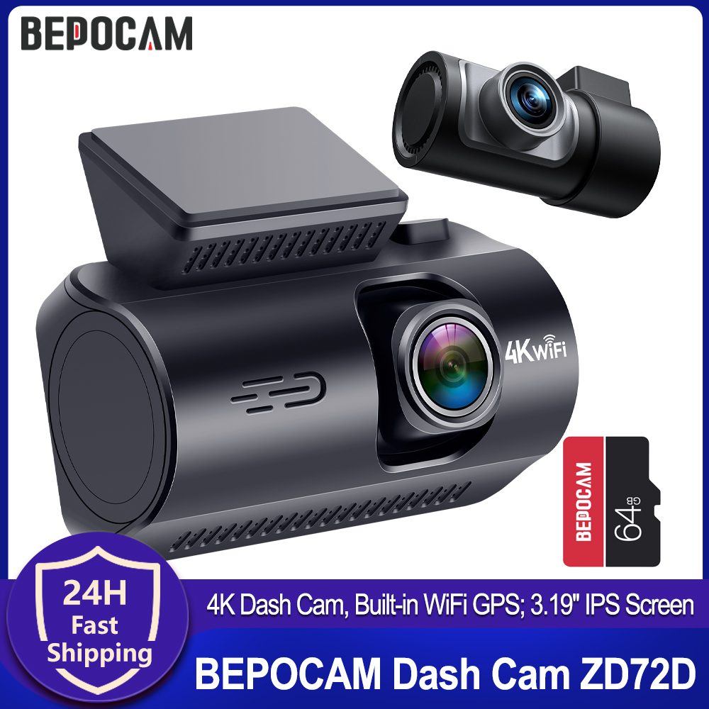 BEPOCAM 4K Dash Cam Auto Dashcam Built-In WiFi GPS 3.19'' IPS Screen Car Camera Night Vision DVR Video Recorder 24H Parking Mode
