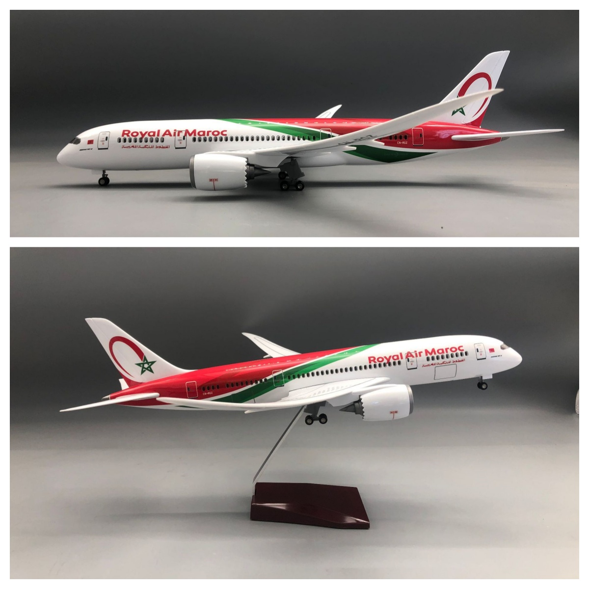 43 センチメートルロイヤルエアモロッコ b787 飛行機モデルダイキャスト樹脂航空機コレクション W 着陸装置ホイール光お土産飛行機おもちゃギフト