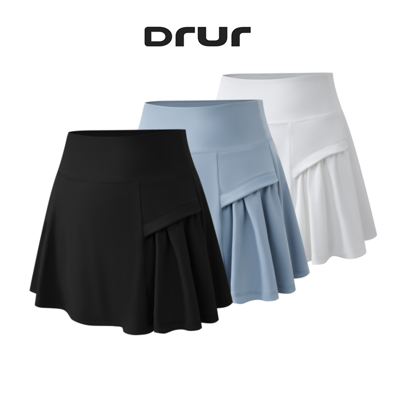 DRUR ハイウエストテニススカート女性のためのスカートショーツポケット夏スポーツゴルフヨガミニスカートアスレチックトレーニング着用 2025