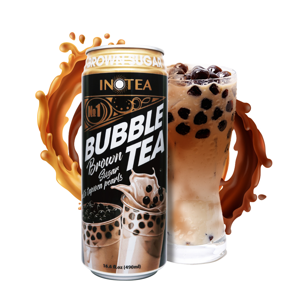 台湾 INOTEA 黒糖バブルミルクティー濃縮液 490ml 缶飲料