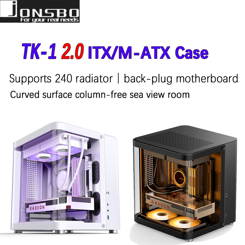 JONSBO TK-1 M-ATX/ITX ミニ PC ケース リング強化ガラス側面透明 160mm クーラーと 240mm 水冷を最大サポート