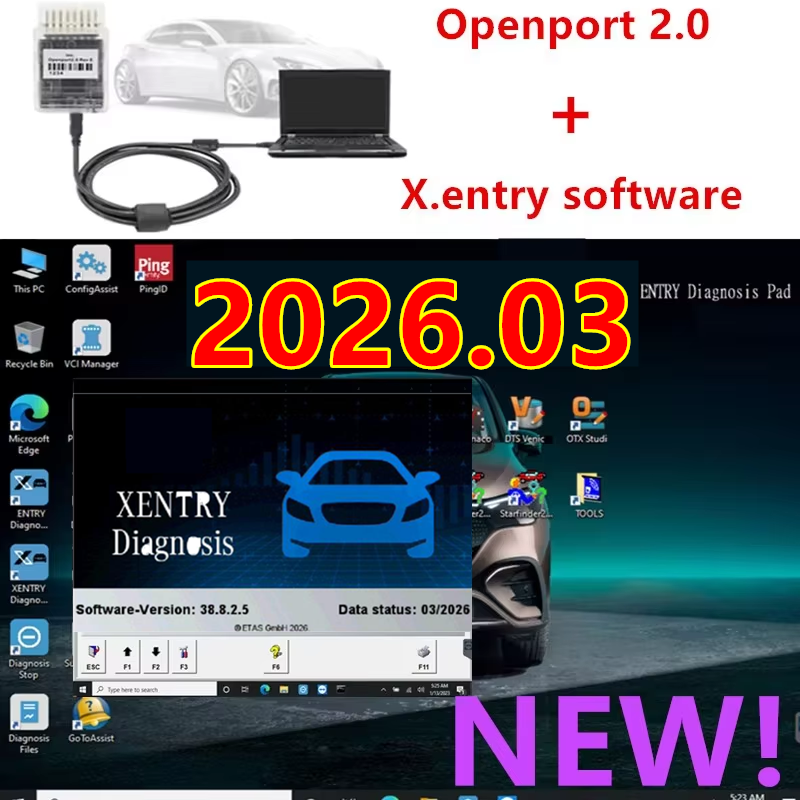 2026.03 Tactrix Openport 2.0 ECU チップ チューニング ツールを使用した Xentry 診断ソフトウェア OBD2 スキャナ ツール Xentry ソフトウェアのインストール