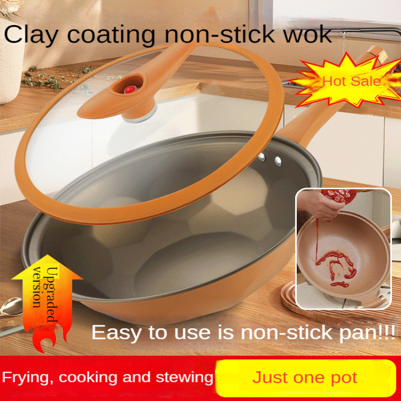 Transparent glass micropressure wok multifunctional flat bottom nonstick titanium health pot