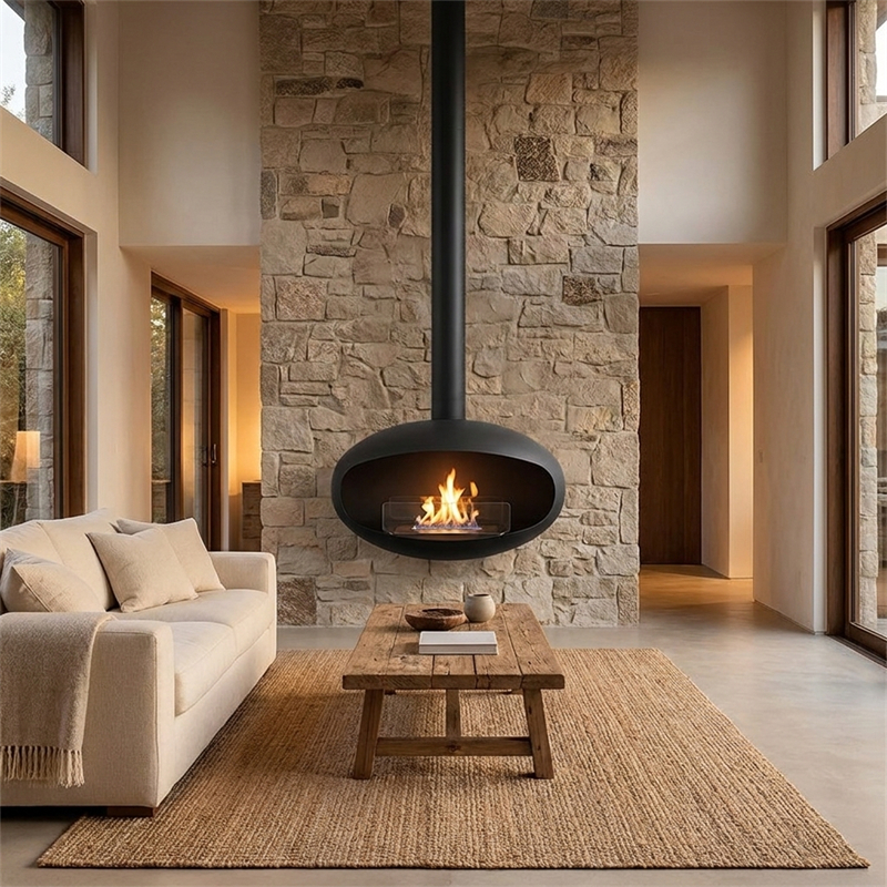 リビングルームポーチ本物の火 Chimeneas クリエイティブぶら下げ屋外暖房デザイナーアイアンアート暖房ストーブ北欧ホーム暖房装飾