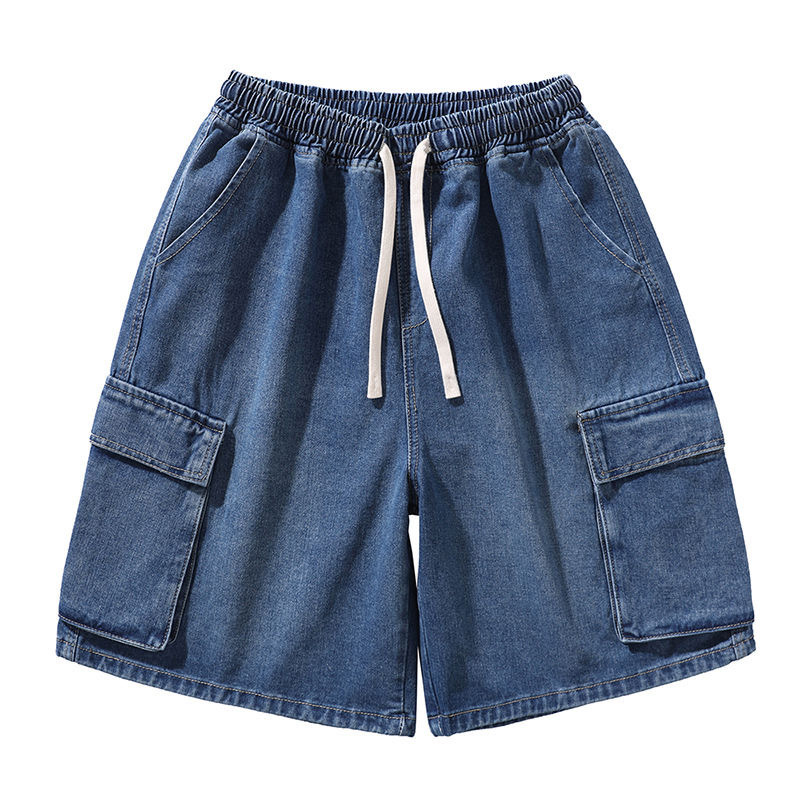 夏の新メンズデニムショートパンツストリートウェアレトロ韓国原宿ポケットジーンズショートパンツヒップホップデニムワークパンツメンズスタイル