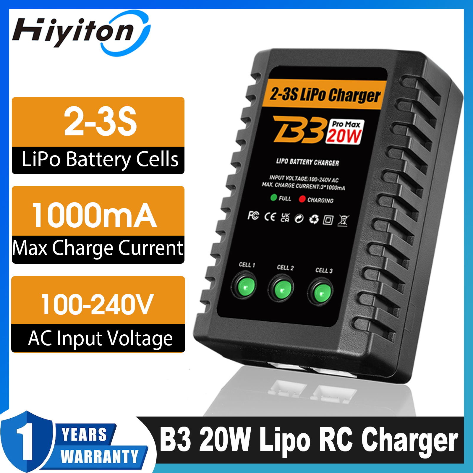 2-3S Lipo バッテリー (7.4V-11.1V) 用 Lipo 充電器 20W RC 充電器 LiPo 充電器 RC カー用エアガンバランサー エアガンガン RC ボート