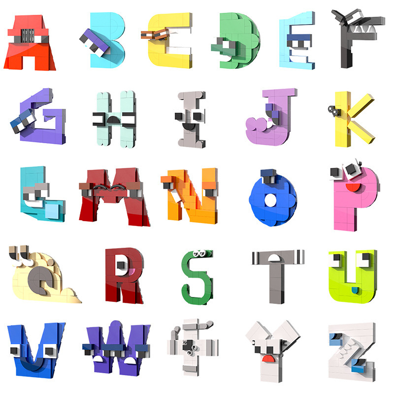 MOC A-Z 26 英語アルファベット文字伝承 DIY ビルディングブロックセット伝説文字教育スタイルレンガのおもちゃギフト用