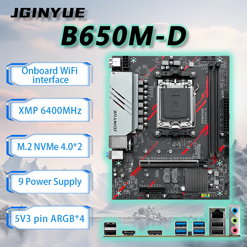 JGINYUE B650M-D AM5 マザーボード M-ATX サポート Ryzen5 8400F 8700G 7400F 7500F 7700 7950X 9600X DDR5 デスクトップ ARGB