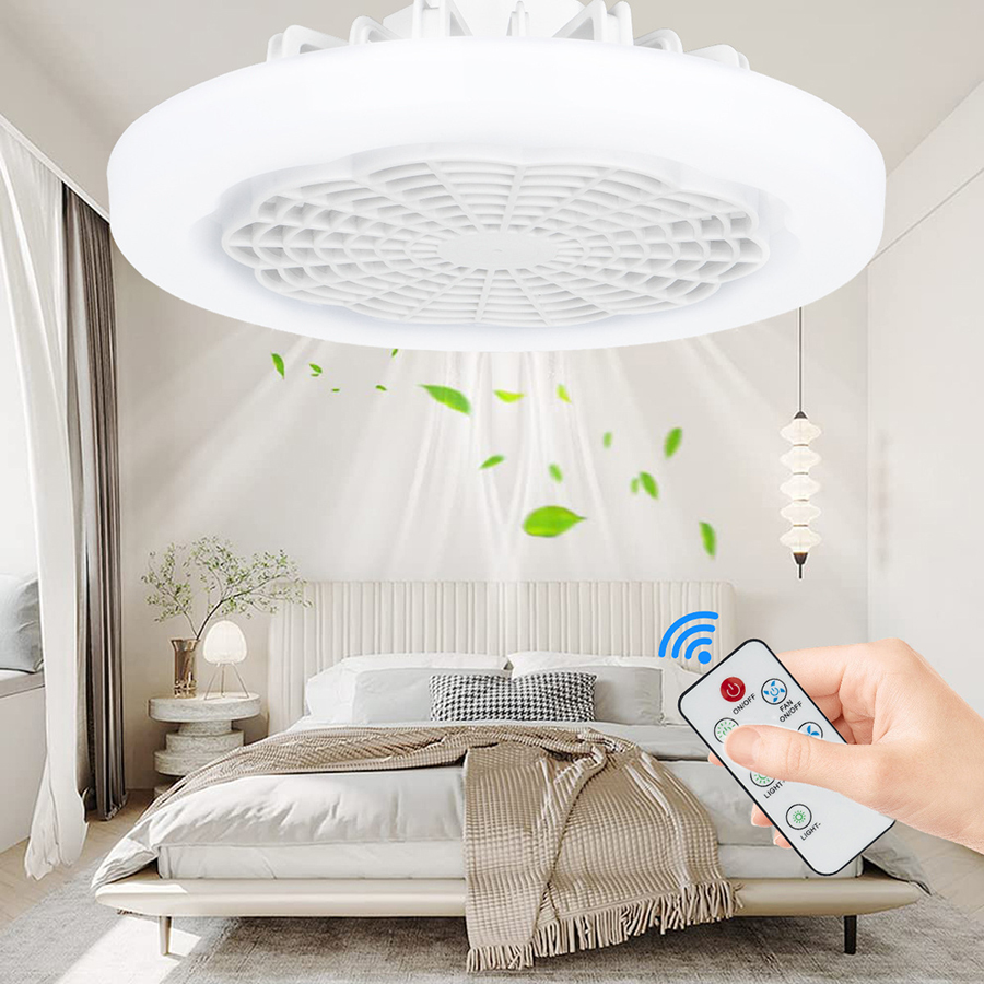 小型シーリングファン LED ライト 23 センチメートルリモコン調光可能な 3 スピード風速 E27 コンバータベースキッチンに適した AC85-260V