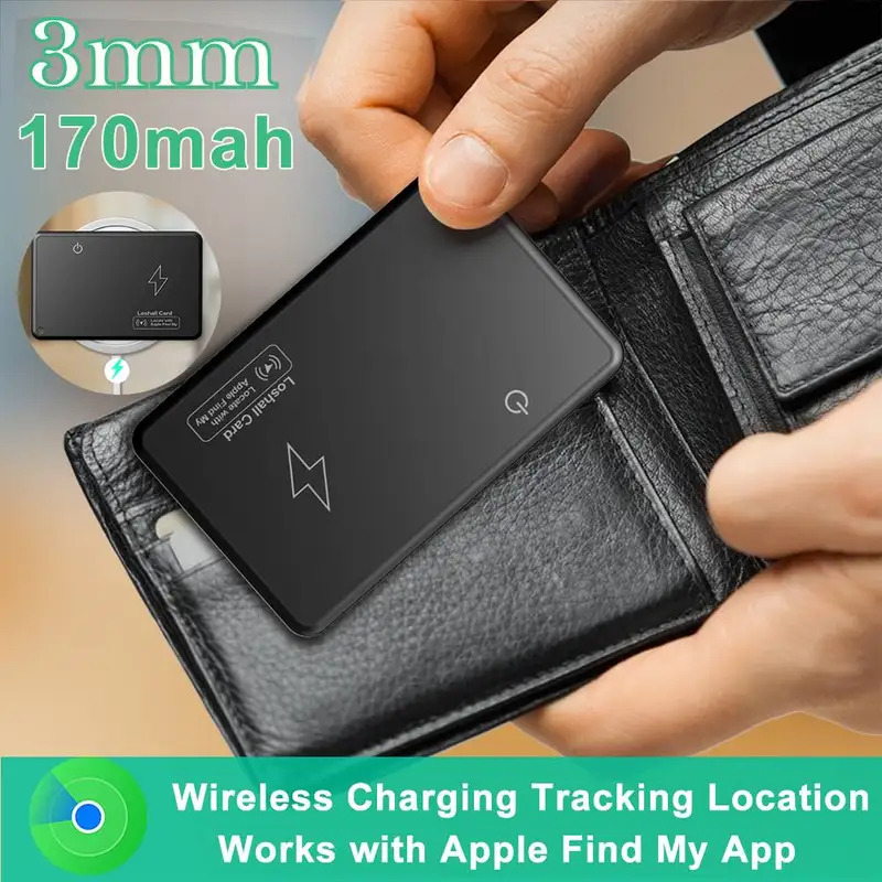 ミニウォレットトラッカーカード ワイヤレス充電 位置追跡 防水 GPS ロケーター Apple と連携 IOS 用 Find My App トラッカー