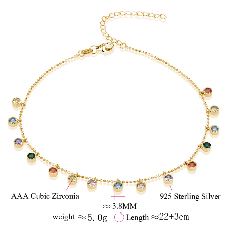 925 スターリングシルバーアンクレット、18K ゴールドデザイン、プレミアムファインアンクレットチェーン
