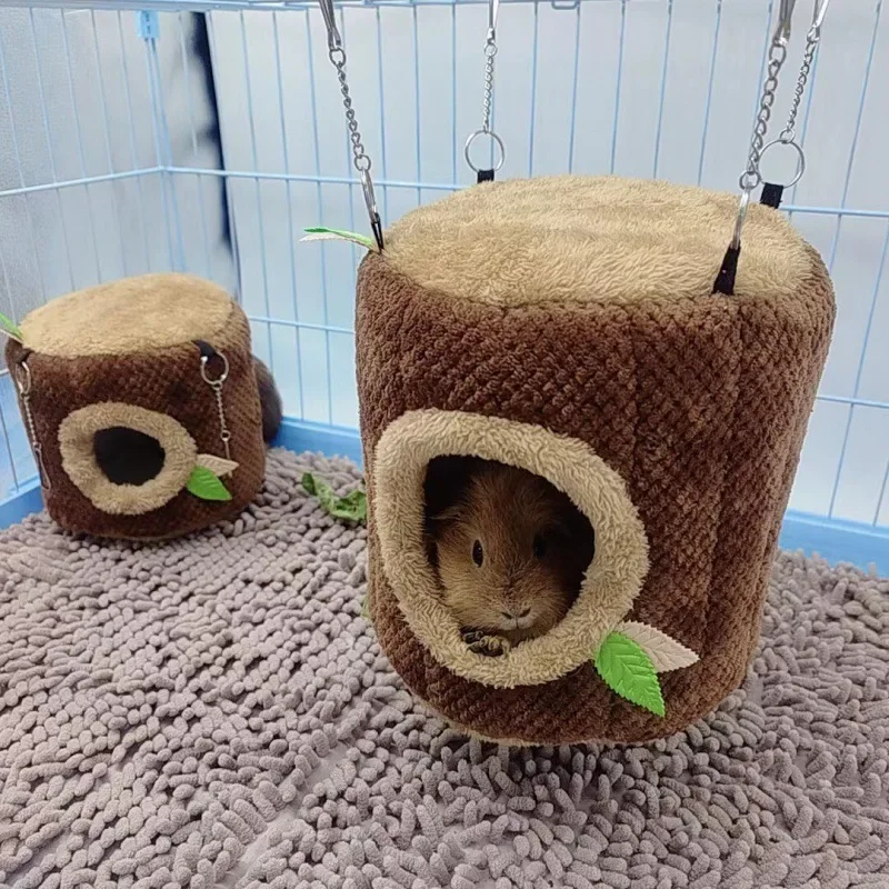 木の切り株形状暖かいハムスターハンモック冬モグラトンネル小動物吊りベッドハムスターの巣ペットケージ家庭用品