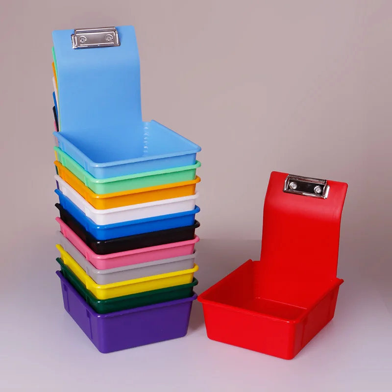 10 個のカラフルな歯科​​ラボ収納ボックスプラスチックワークトレイパン耐久性のあるケース鉄/Rubbe クリップホルダー歯科ツール材料