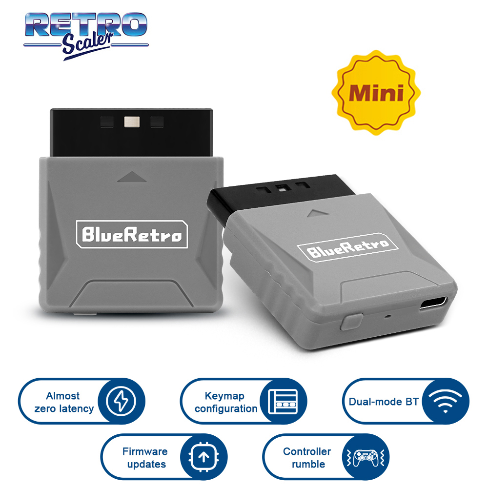 RetroScaler Mini Blueretro レシーバーアダプター（PS1、PS One、PS2対応、8bitdo PS4、PS5、Xbox Series X ワイヤレスコントローラー対応）