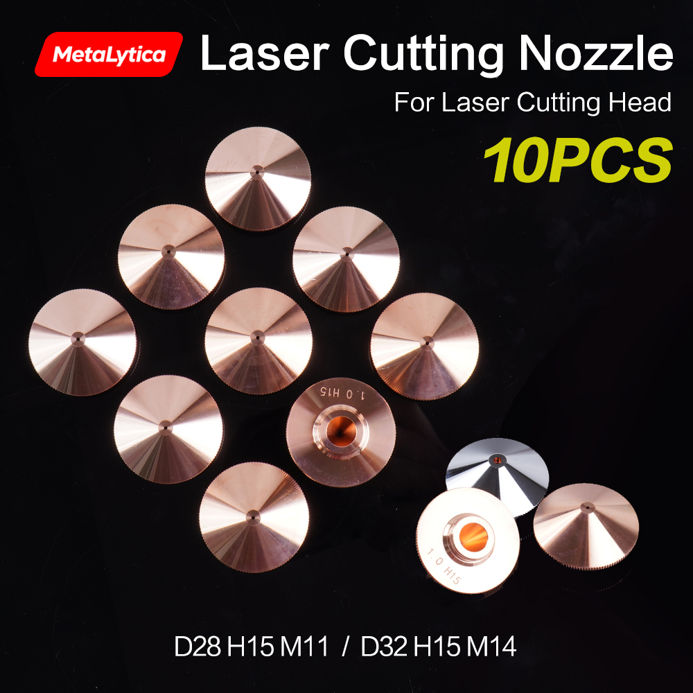 10 個ファイバーレーザーノズル D28 M11 D32 M14 H15 口径 0.8 ミリメートル 1.5 ミリメートル 2.0 ミリメートル 2.5 ミリメートル 6.0 ミリメートル Raytools WSX Boci レーザー切断機用