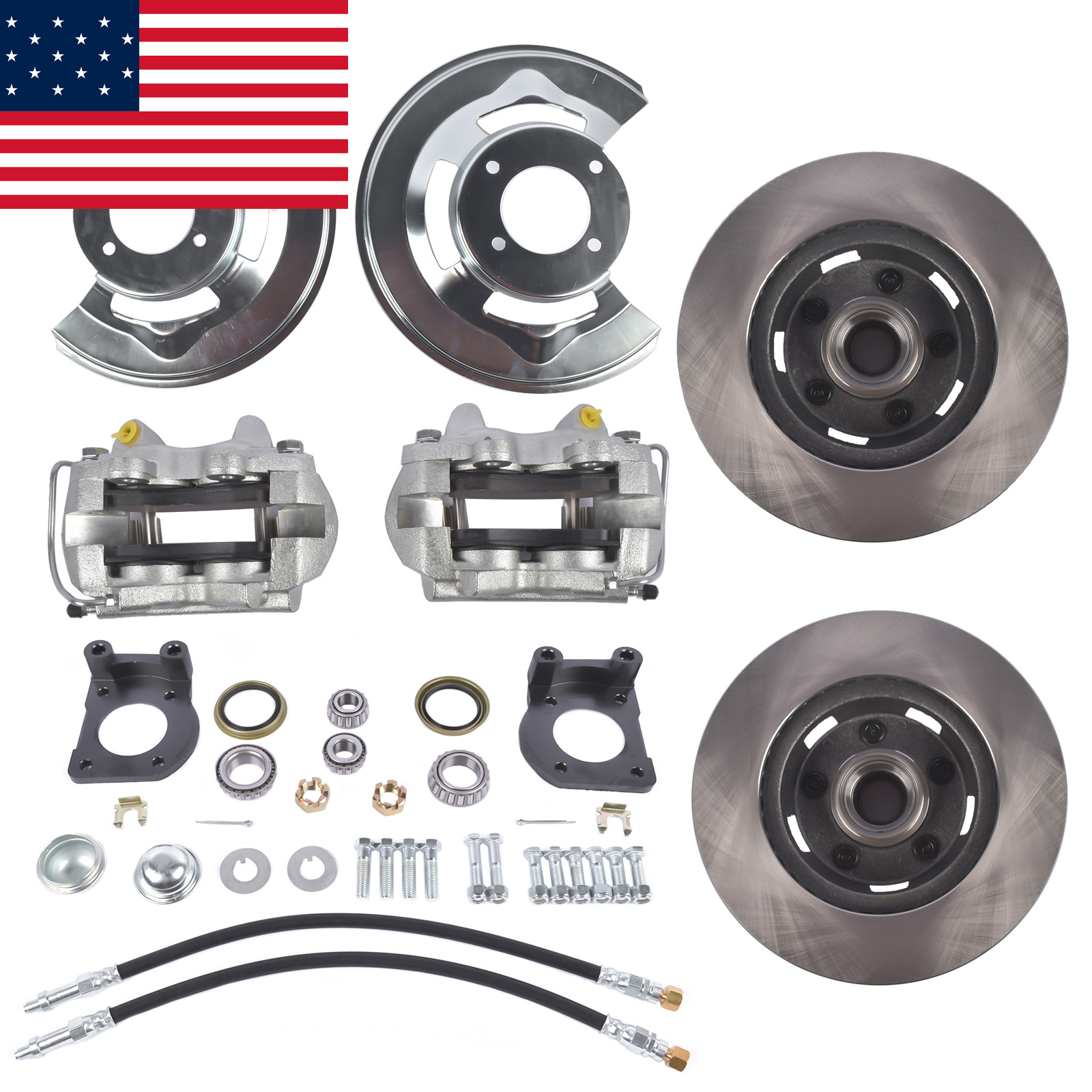 AP03 パワーフロントディスクブレーキ変換キット フォード マスタング 1964 1965 1966 1967 V-8 ドラムブレーキスピンドル 4 ピストンキャリパー付き