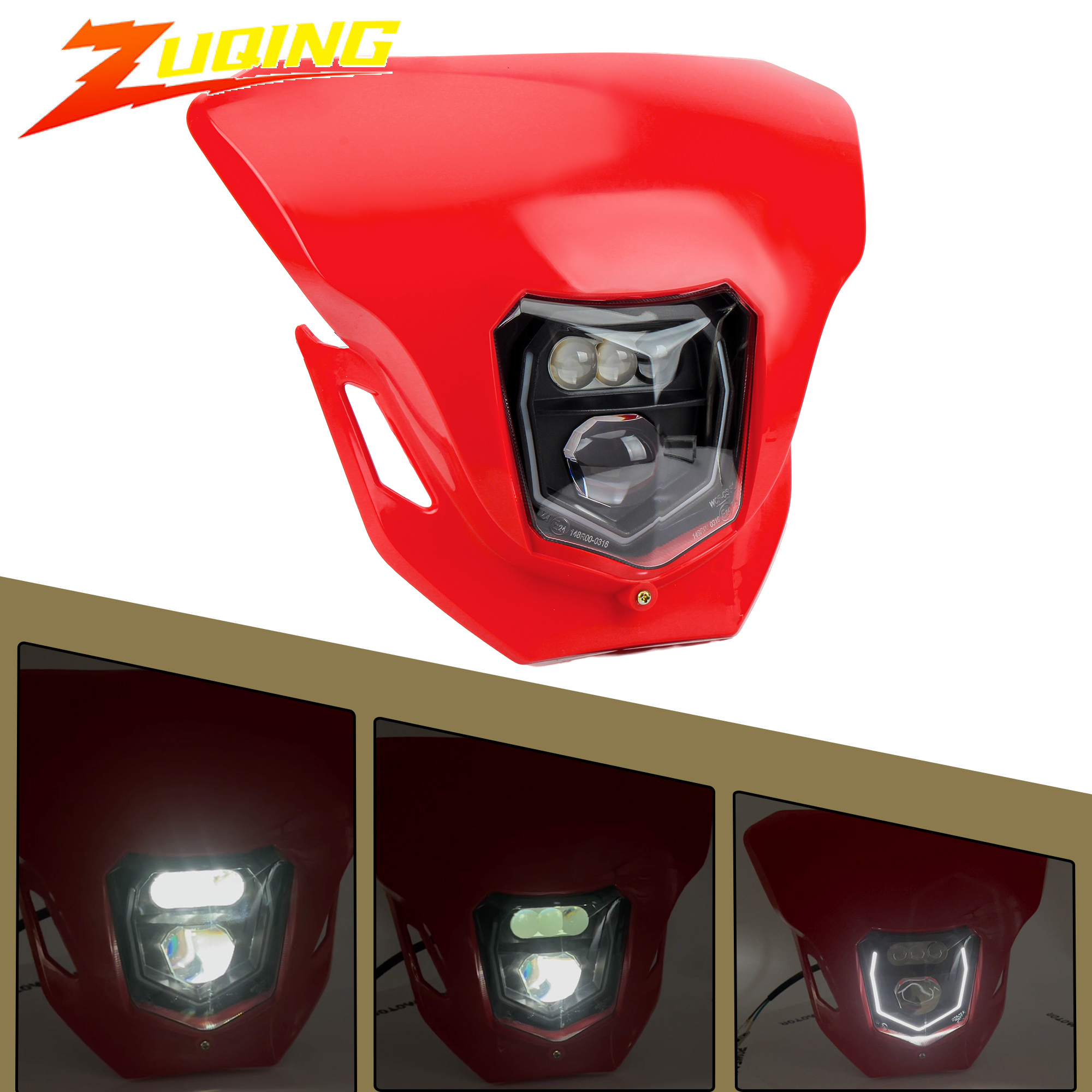 Ktm エンデューロオートバイ LED ヘッドライト高低ビームライトマスク 125 150 200 250 300 350 450 500 ダートバイクモトクロスヘッドランプ