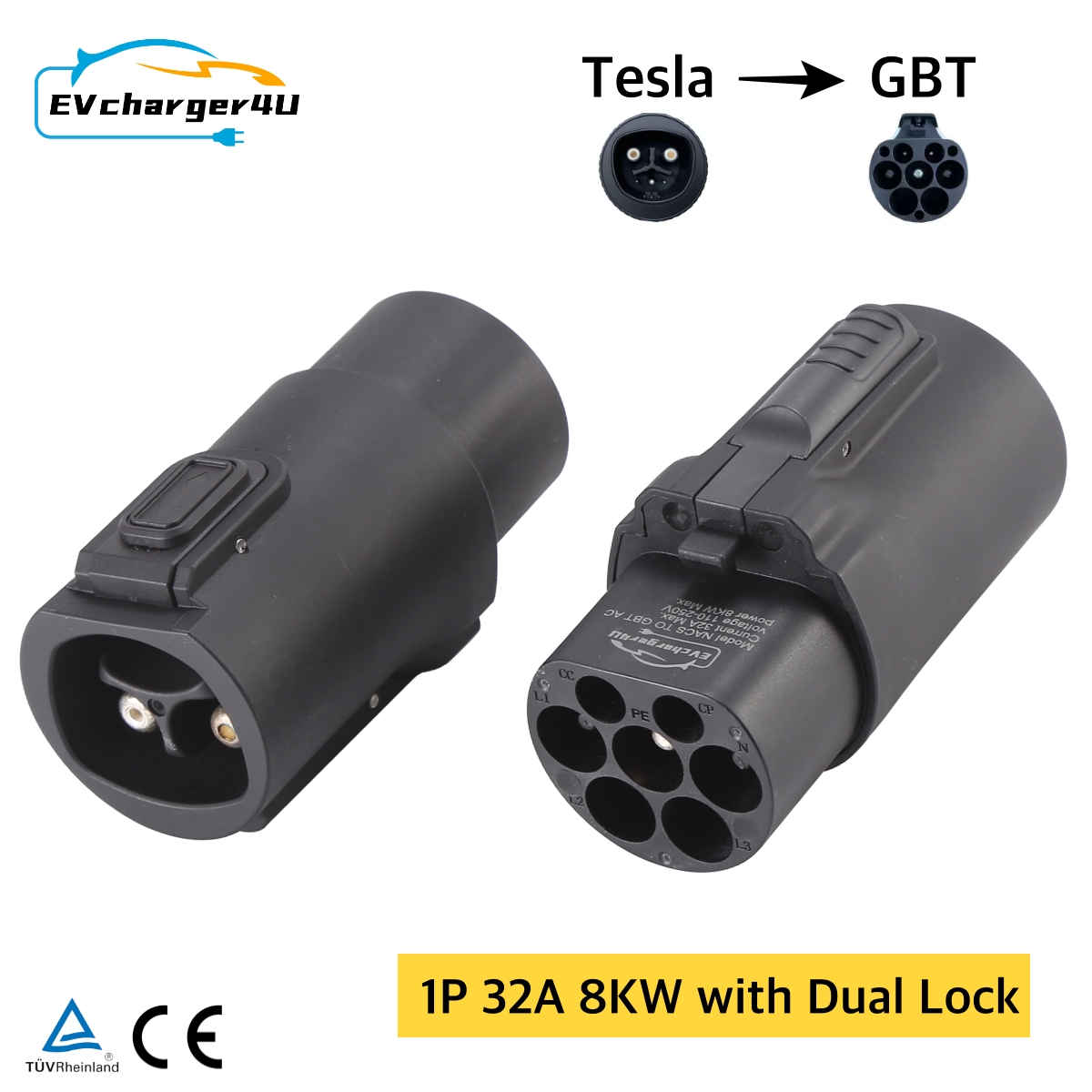EVCharger4U テスラ GBT EV 充電アダプタ 32A 8KW 中国ブランド電気自動車 GB/T 充電アダプタコンバータ