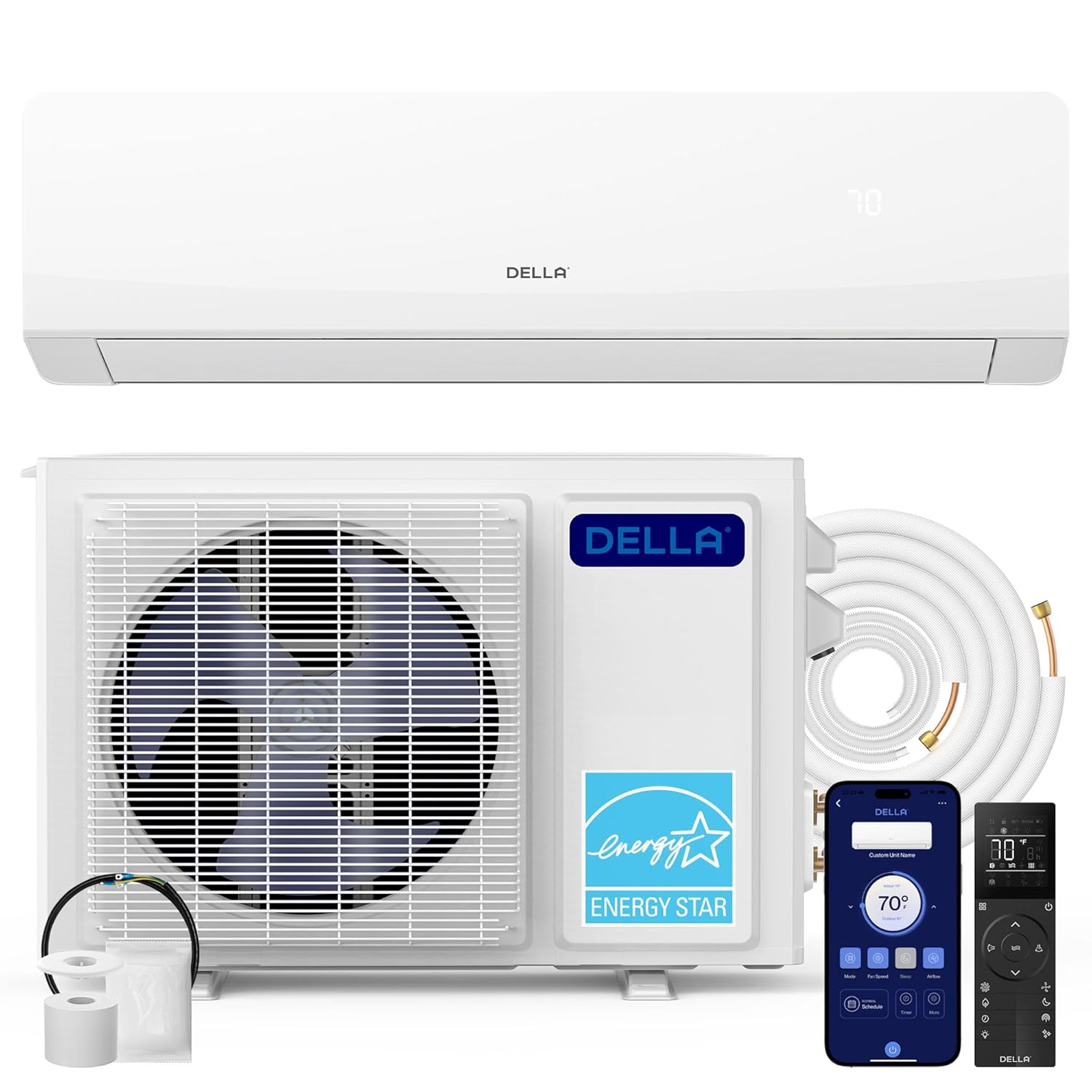 Serena 22 SEER2 18000 BTU スマート Wifi ミニ スプリット ヒートポンプ Alexa で動作、Energy Star 1.5 トン 充電済み 230V、カスタマイズ