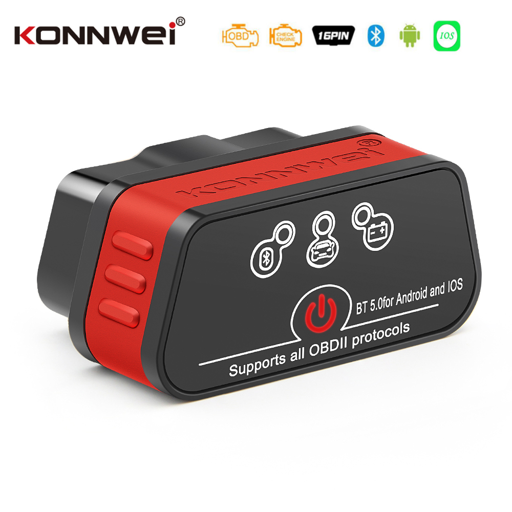 KONNWEI ELM327 V1.5 OBD2 診断スキャナ KW901 Bluetooth 5.0 IOS カースキャナ MAXOBD OBD II エンジンチェックコードリーダーツール