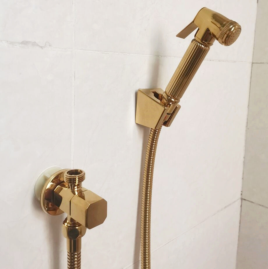 光沢のあるゴールドのアングルバルブとトイレビデスプレー洗浄シャワーヘッドフラッシャーフラッシングクリーンビデステンレス鋼スプレー BD888