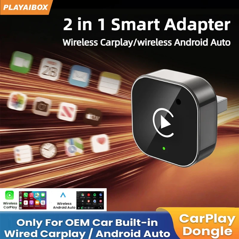 2In1 ワイヤレス CarPlay Android 自動アダプタ USB ドングルスマートミニボックスプラグアンドプレイ 5 グラム WIFI Bluetooth ジープアウディ MG 起亜 VW
