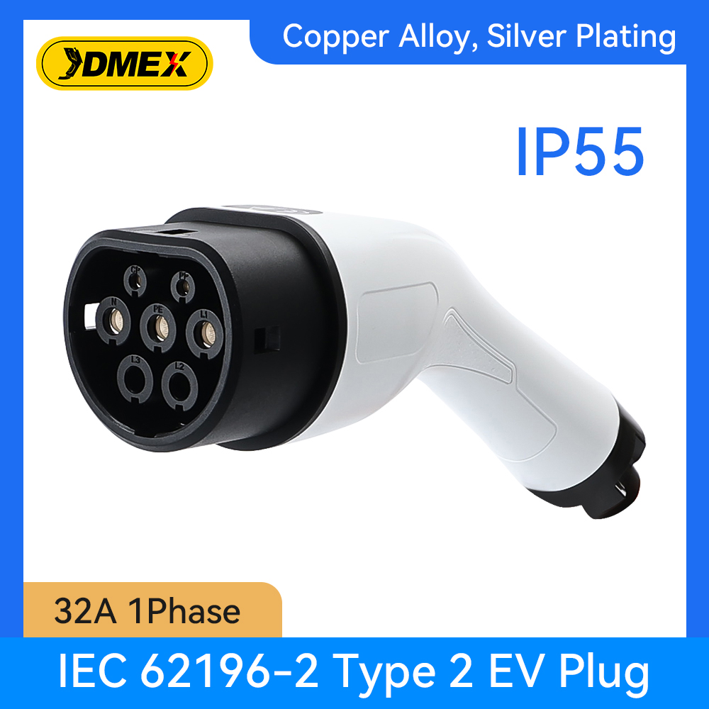 JDMEX タイプ 2 メス EV 充電器プラグ IEC 62196 1 相 EVSE コンバータ 32A 電気自動車車両充電ステーション用