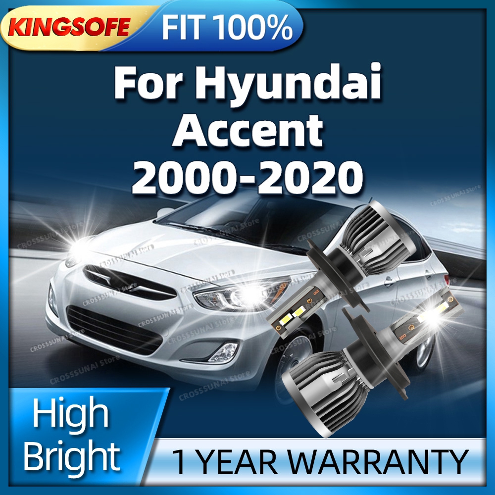 2 個 LED ヘッドライト 30000LM H4 オートランプヒュンダイアクセント 2000-2020 2009 2010 2011 2012 2013 2014 ハイロービーム Canbus 電球