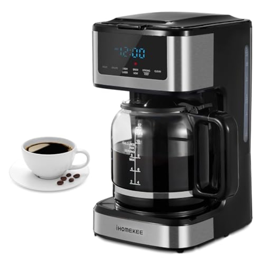 コーヒーメーカー プログラム可能なドリップコーヒーメーカー 12カップレギュラーおよびストロングブリュードリップコーヒーマシン アイスコーヒー機能付き Ho用