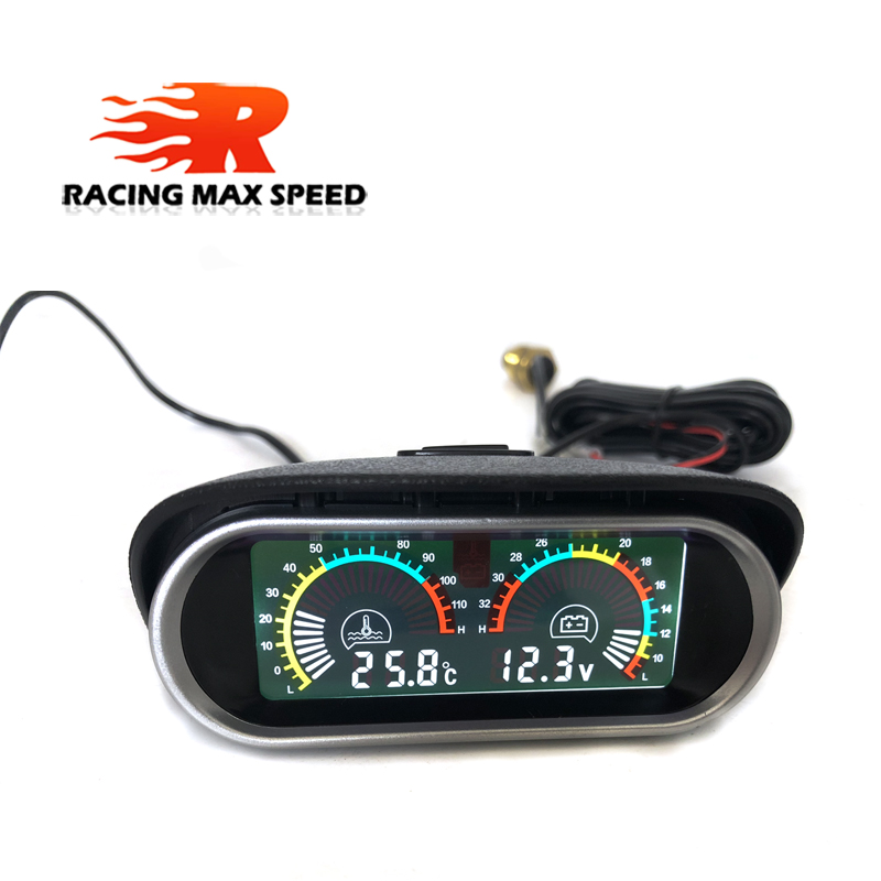 12v/24v 自動車 2 in 1 LCD デジタル ディスプレイ電圧計ゲージ